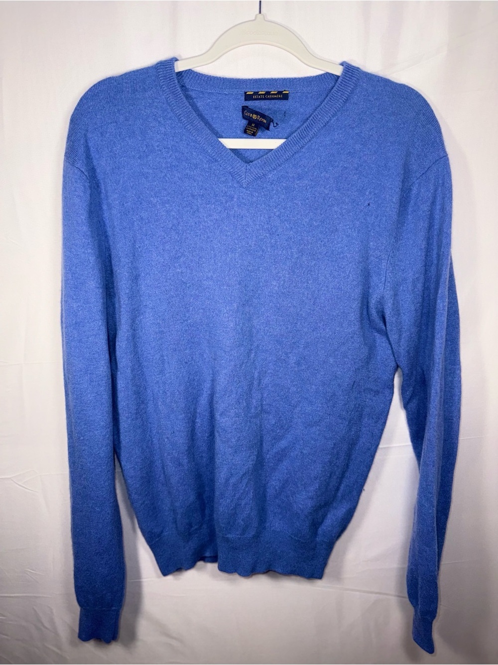 Club Room Estate Cashmere Men Classic V-Neck Blue Sweater Pullover Size Medium - Picture 15 of 15